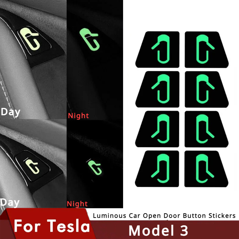 Tesla Tablet Accessories - Luminous Car Open Door Botão Adesivos