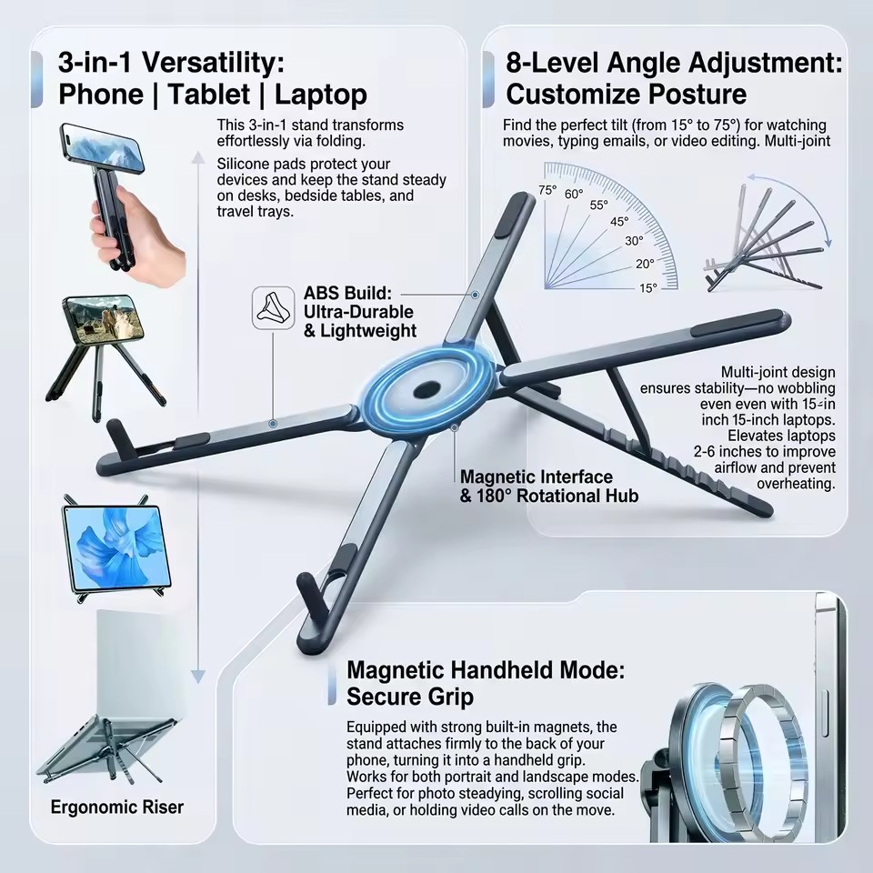 Tablet Lap Desk - Suporte Magnético Portátil para Telefone e