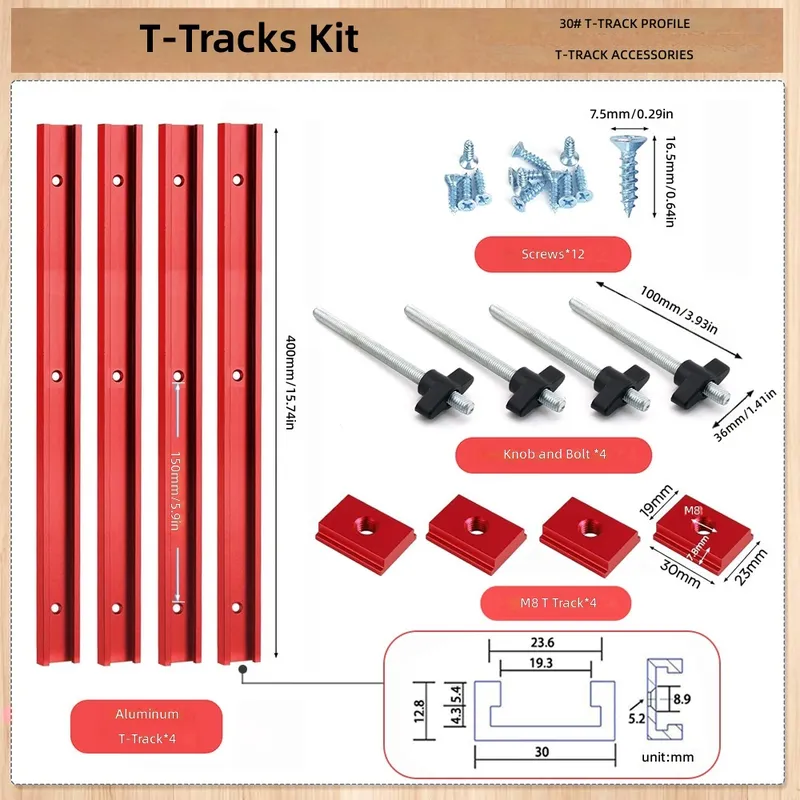 Tablet Accessories Set - Conjunto de Deslizadores T30 T-Slot Vermelho,