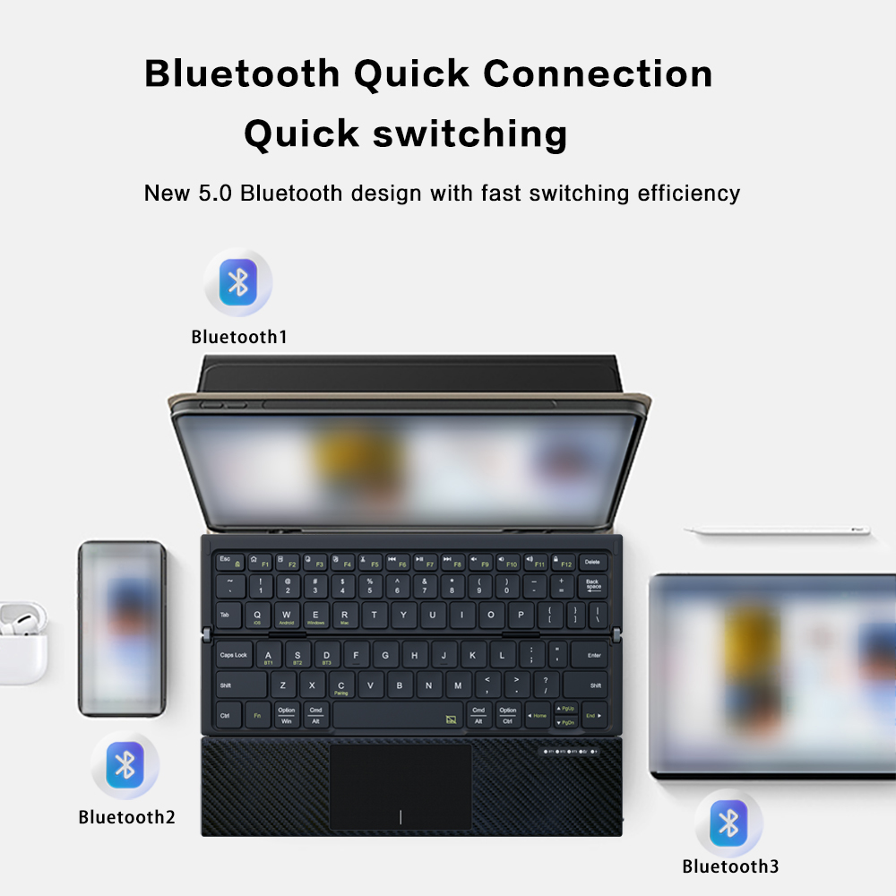 Teclado Bluetooth dobrável com - Bluetooth Trackpad avaliação e preço